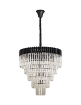 ADH3898 Adhil Round 19 Light 5 Tier Ceiling Pendant Matt Black/Clear