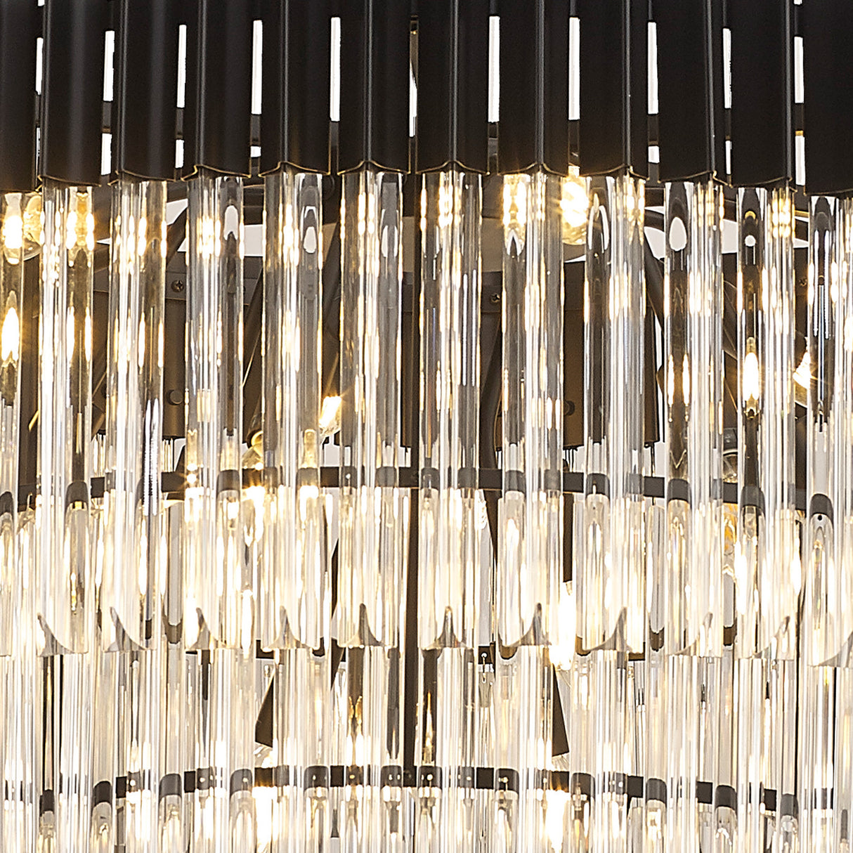 ADH3898 Adhil Round 19 Light 5 Tier Ceiling Pendant Matt Black/Clear