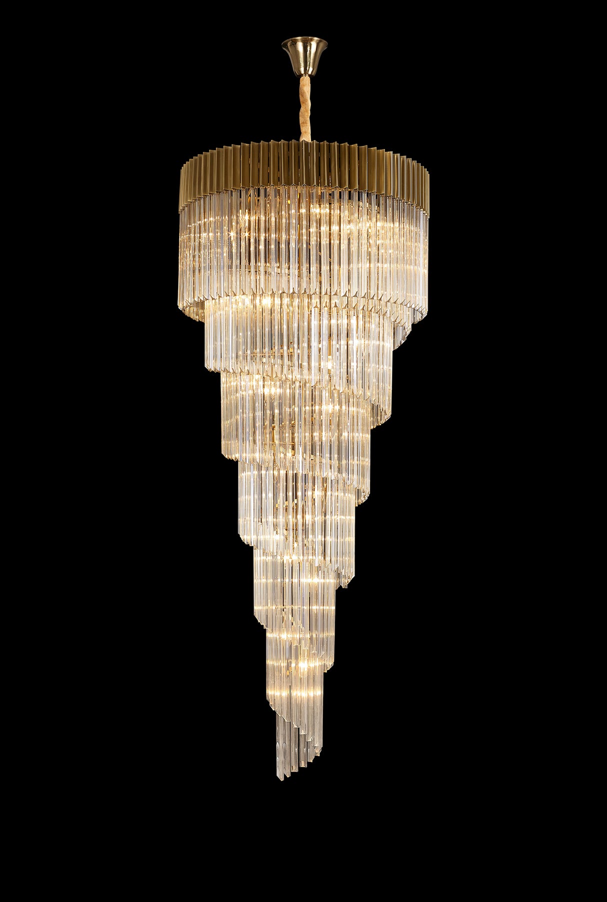 ADH3998 Adhil Round 31 Light 7 Tier 93kg Ceiling Pendant Brass/Cognac