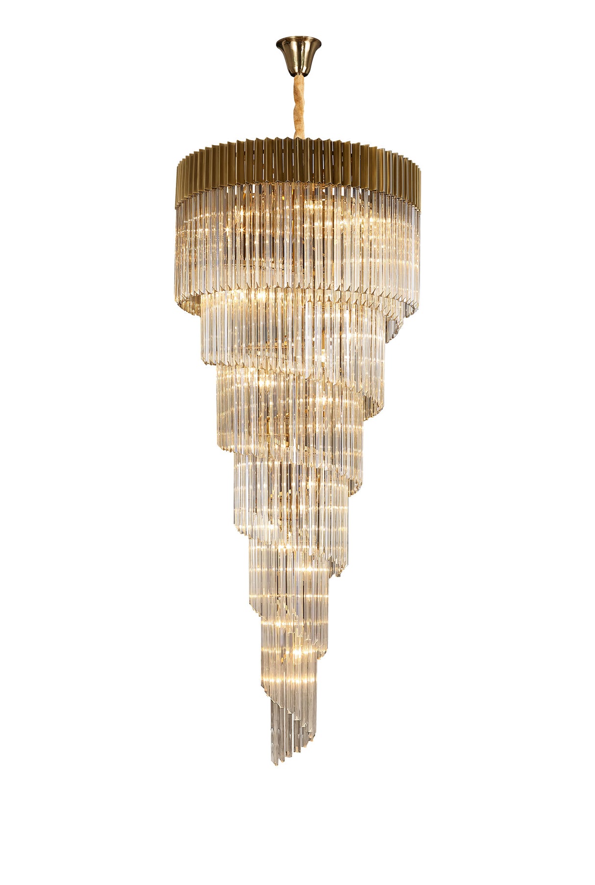 ADH3998 Adhil Round 31 Light 7 Tier 93kg Ceiling Pendant Brass/Cognac