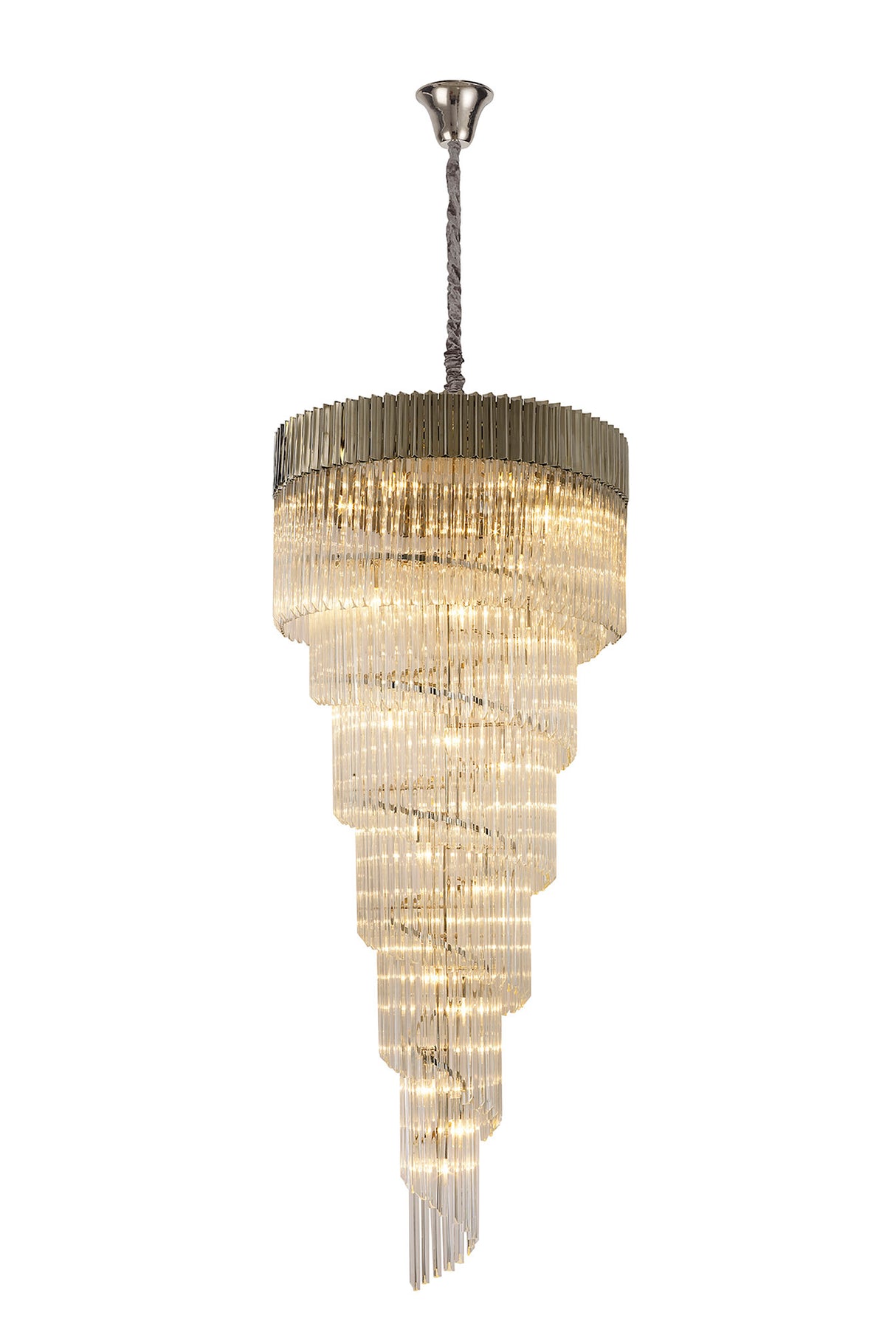 ADH4428 Adhil Round 31 Light 7 Tier 93kg Ceiling Pendant Polished Nickel/Clear