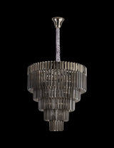 ADH4448 Adhil Round 19 Light 5 Tier Ceiling Pendant Polished Nickel/Smoked