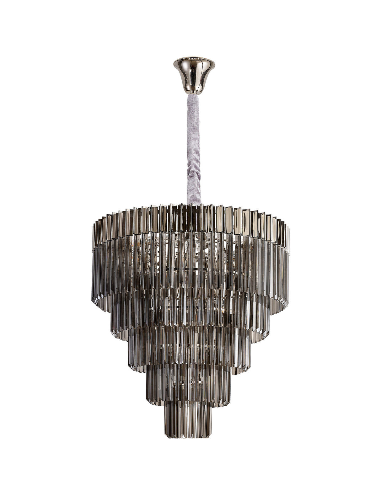 ADH4448 Adhil Round 19 Light 5 Tier Ceiling Pendant Polished Nickel/Smoked