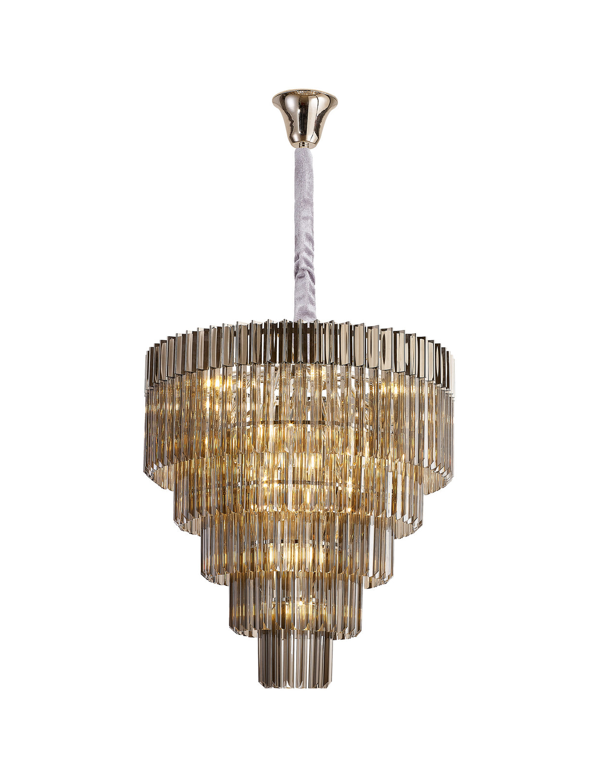 ADH4448 Adhil Round 19 Light 5 Tier Ceiling Pendant Polished Nickel/Smoked