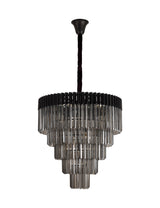 ADH4898 Adhil Round 19 Light 5 Tier Ceiling Pendant Matt Black/Smoked