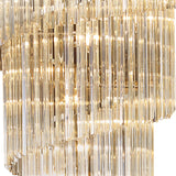 ADH4998 Adhil Round 31 Light 7 Tier 93kg Ceiling Pendant Polished Nickel/Cognac