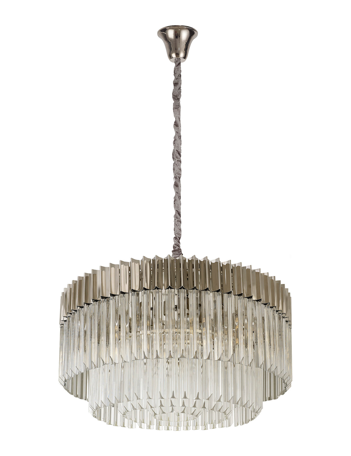 ADH5328 Adhil Round 12 Light Ceiling Pendant Polished Nickel/Clear