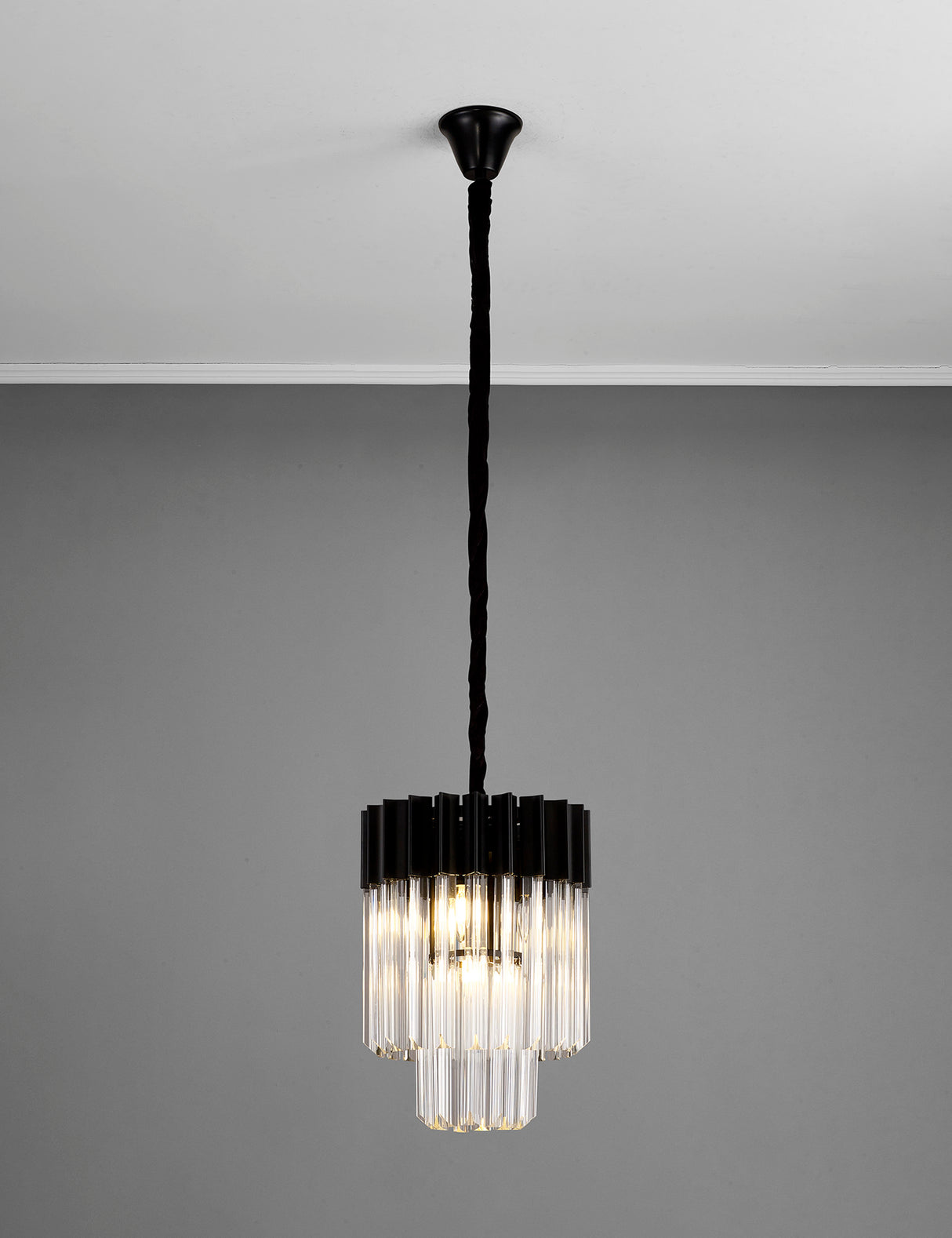 ADH5698 Adhil Round 4 Light Ceiling Pendant Matt Black/Clear