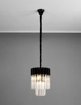 ADH5698 Adhil Round 4 Light Ceiling Pendant Matt Black/Clear