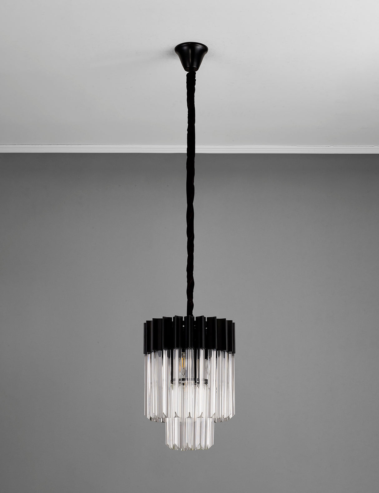 ADH5698 Adhil Round 4 Light Ceiling Pendant Matt Black/Clear