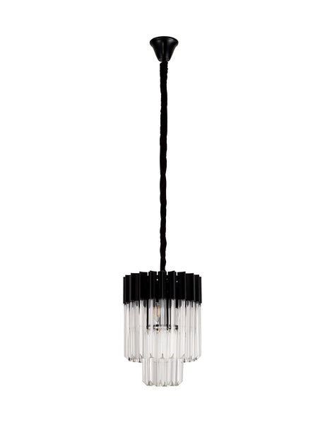 ADH5698 Adhil Round 4 Light Ceiling Pendant Matt Black/Clear