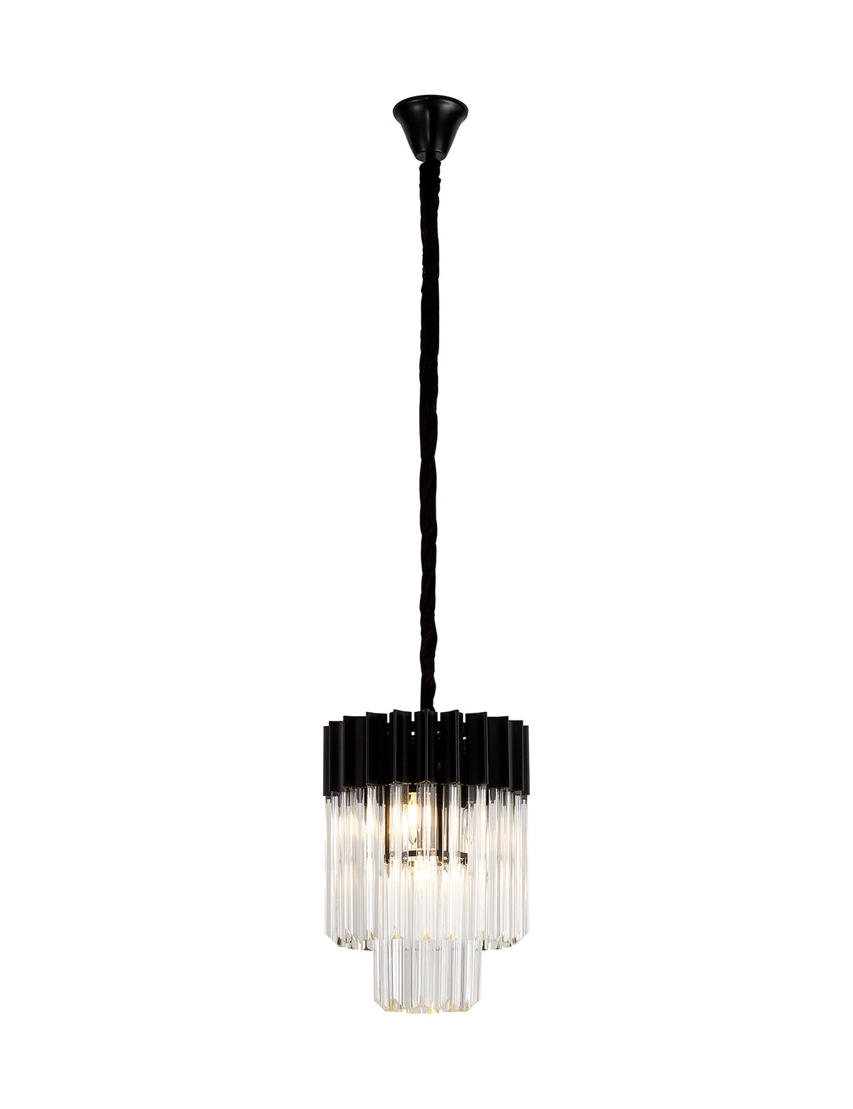 ADH5698 Adhil Round 4 Light Ceiling Pendant Matt Black/Clear