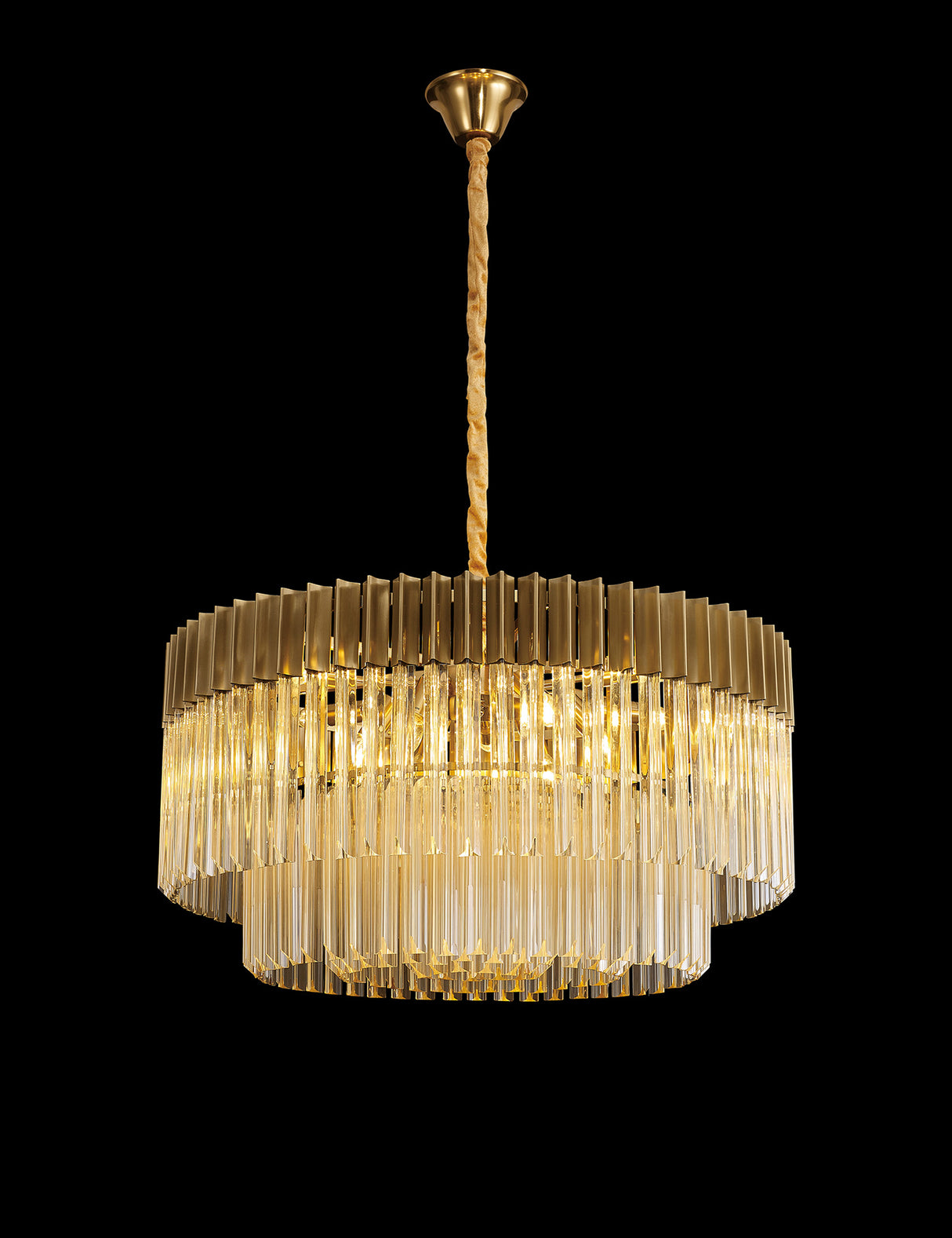 ADH5798 Adhil 12 Light Ceiling Pendant Brass/Cognac