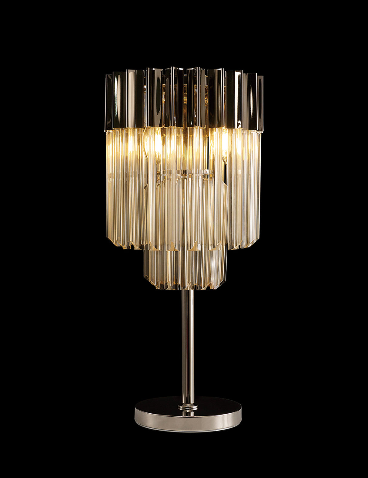 ADH6009 Adhil 3 Light Table Lamp Polished Nickel/Cognac