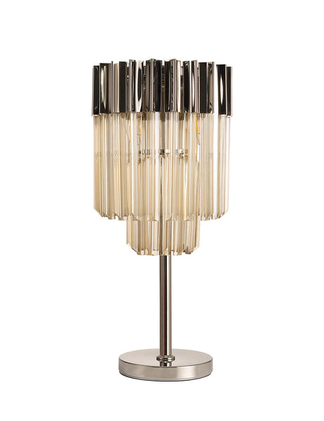 ADH6009 Adhil 3 Light Table Lamp Polished Nickel/Cognac