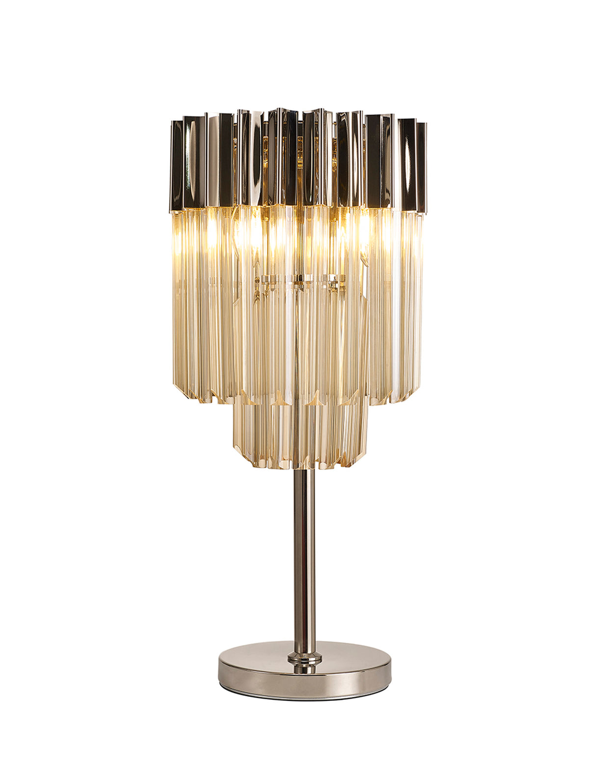 ADH6009 Adhil 3 Light Table Lamp Polished Nickel/Cognac