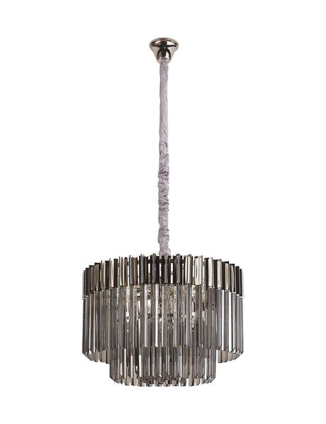 ADH6448 Adhil Round 8 Light Ceiling Pendant Polished Nickel/Smoked