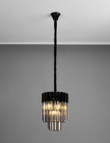 ADH6698 Adhil Round 4 Light Ceiling Pendant Matt Black/Smoked