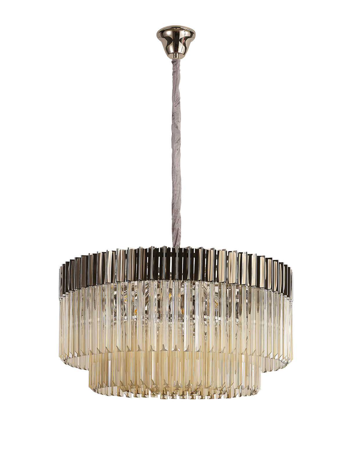 ADH6798 Adhil Round 12 Light Ceiling Pendant Polished Nickel/Cognac