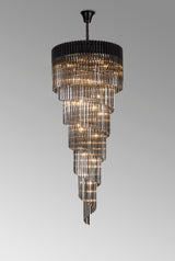 ADH6998 Adhil Round 31 Light 7 Tier 93kg Ceiling Pendant Matt Black/Smoked