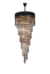 ADH6998 Adhil Round 31 Light 7 Tier 93kg Ceiling Pendant Matt Black/Smoked