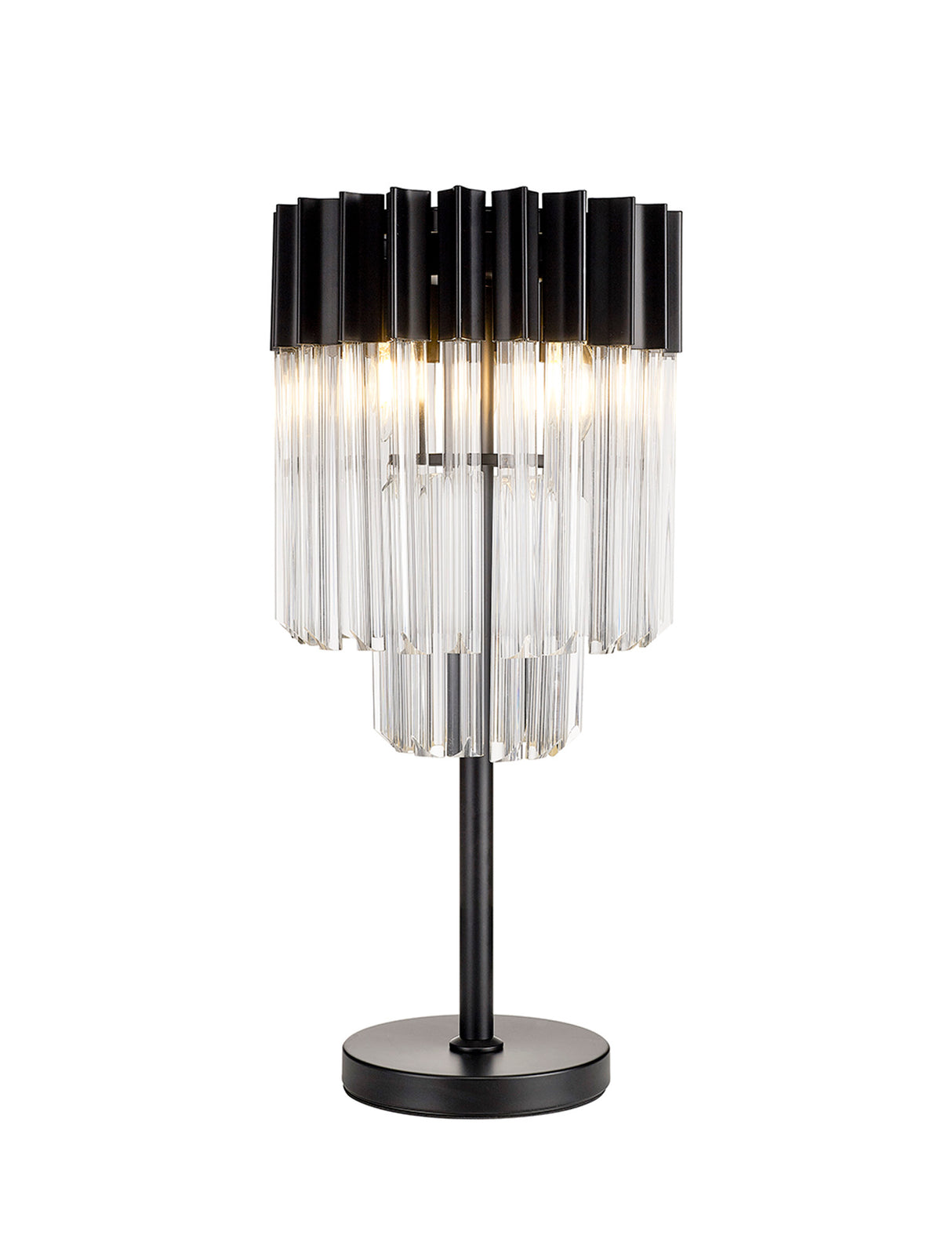 ADH7009 Adhil 3 Light Table Lamp Matt Black/Clear