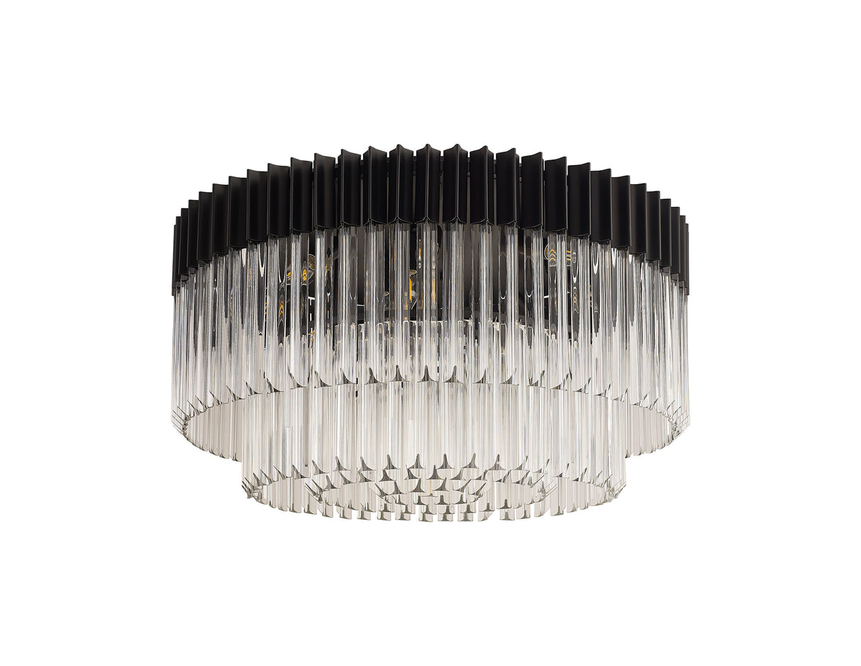 ADH7498 Adhil 12 Light Ceiling Light Matt Black/Clear