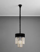 ADH7698 Adhil Round 4 Light Ceiling Pendant Matt Black/Cognac