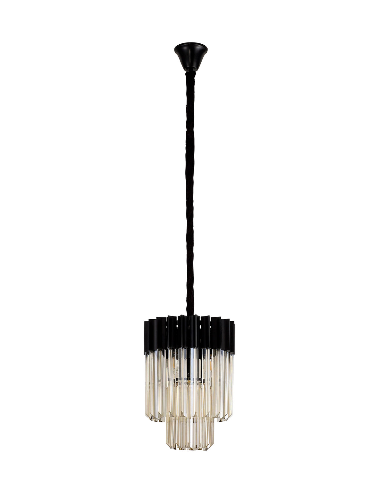 ADH7698 Adhil Round 4 Light Ceiling Pendant Matt Black/Cognac