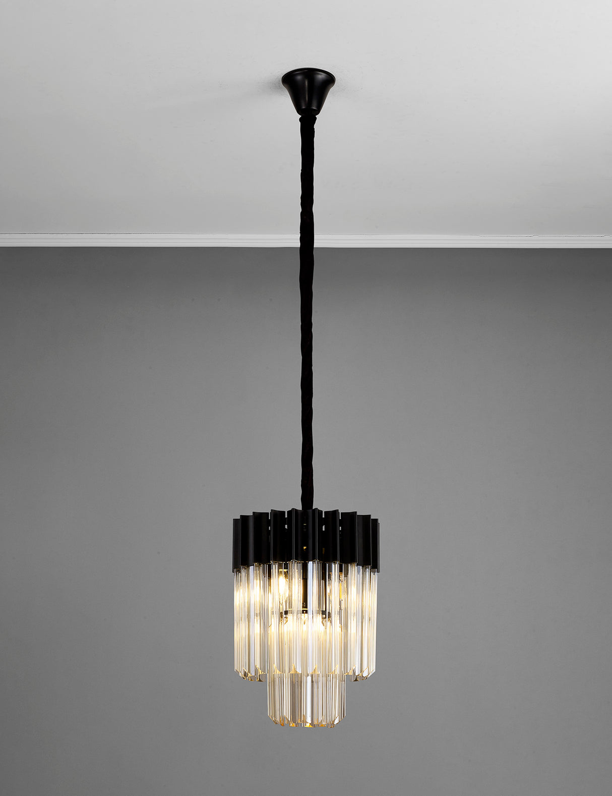 ADH7698 Adhil Round 4 Light Ceiling Pendant Matt Black/Cognac