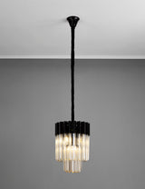 ADH7698 Adhil Round 4 Light Ceiling Pendant Matt Black/Cognac