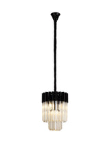 ADH7698 Adhil Round 4 Light Ceiling Pendant Matt Black/Cognac