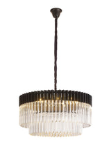 ADH7798 Adhil Round 12 Light Ceiling Pendant Matt Black/Clear