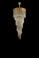 ADH7898 Adhil Round 23 Light 5 Tier 57kg Ceiling Pendant Brass/Cognac