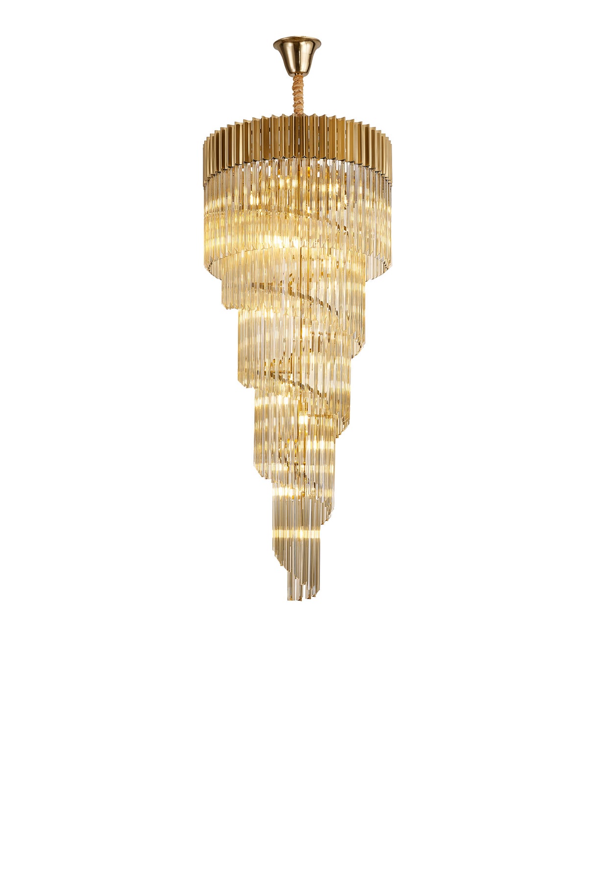 ADH7898 Adhil Round 23 Light 5 Tier 57kg Ceiling Pendant Brass/Cognac