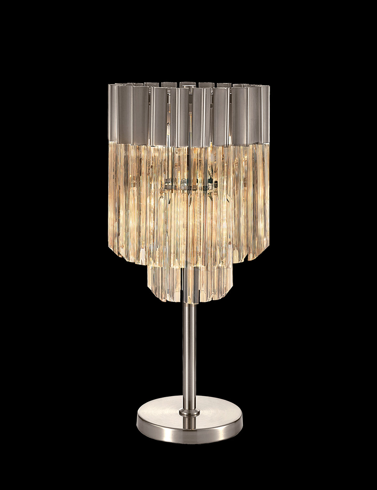 ADH8328 Adhil 3 Light Table Lamp Polished Nickel/Clear