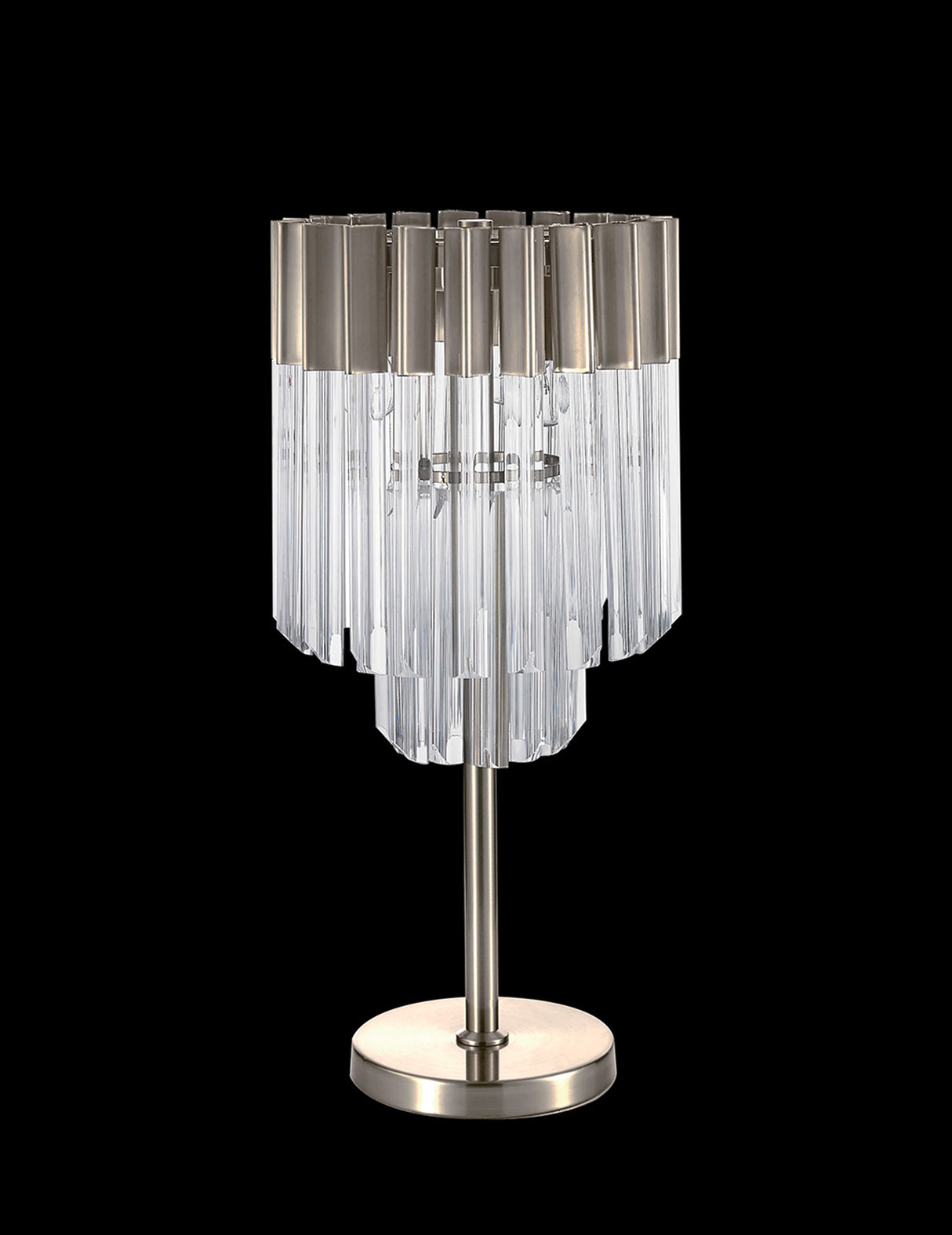 ADH8328 Adhil 3 Light Table Lamp Polished Nickel/Clear