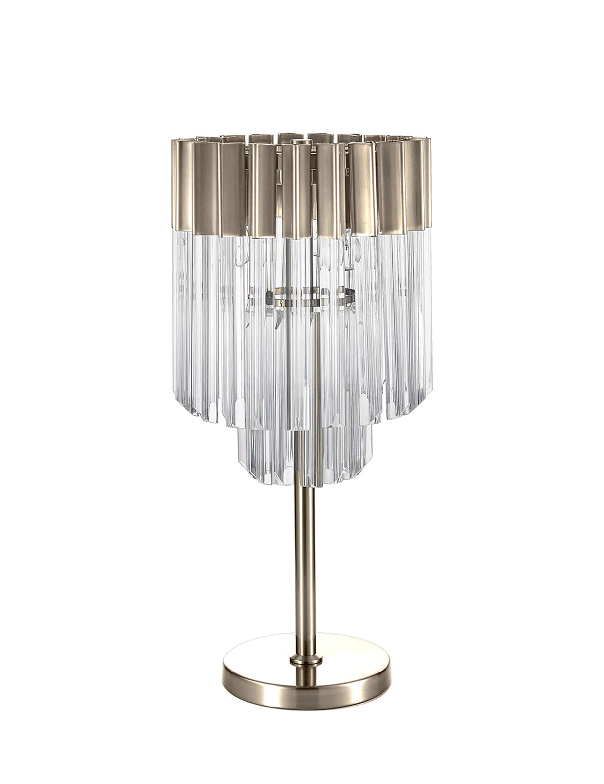 ADH8328 Adhil 3 Light Table Lamp Polished Nickel/Clear