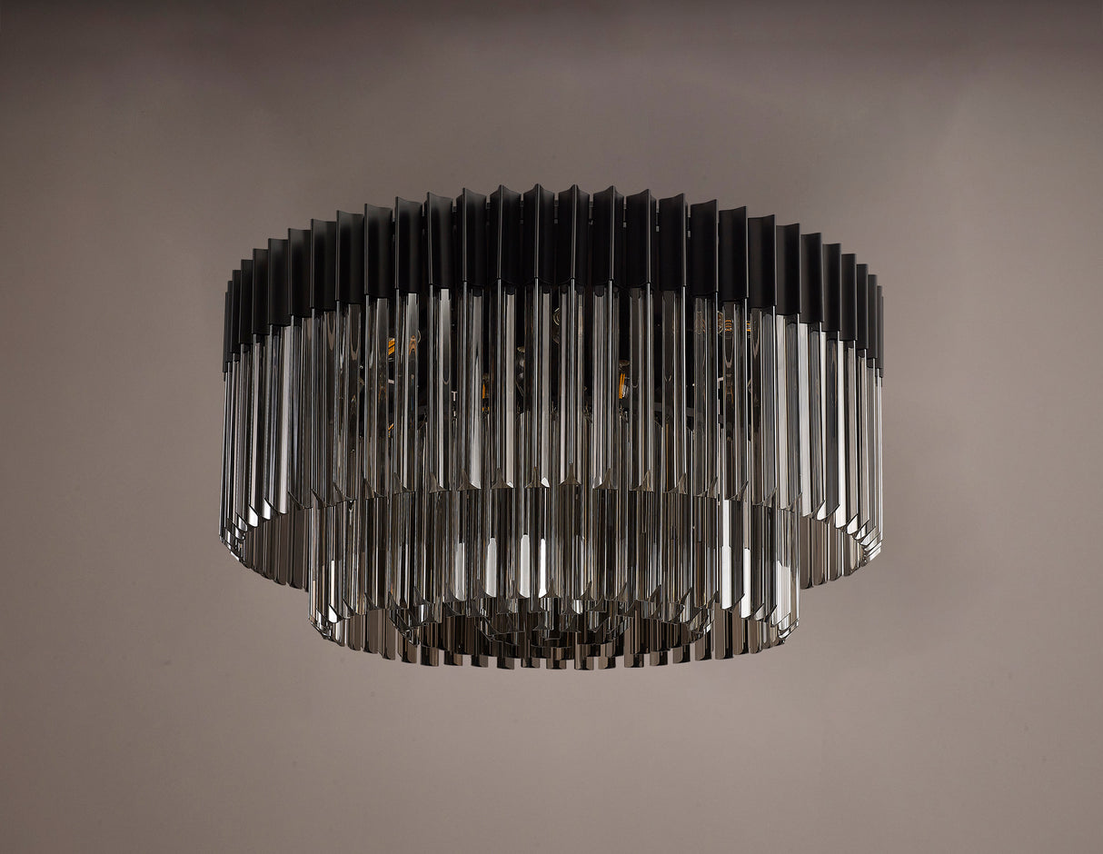 ADH8498 Adhil 12 Light Ceiling Light Matt Black/Smoked