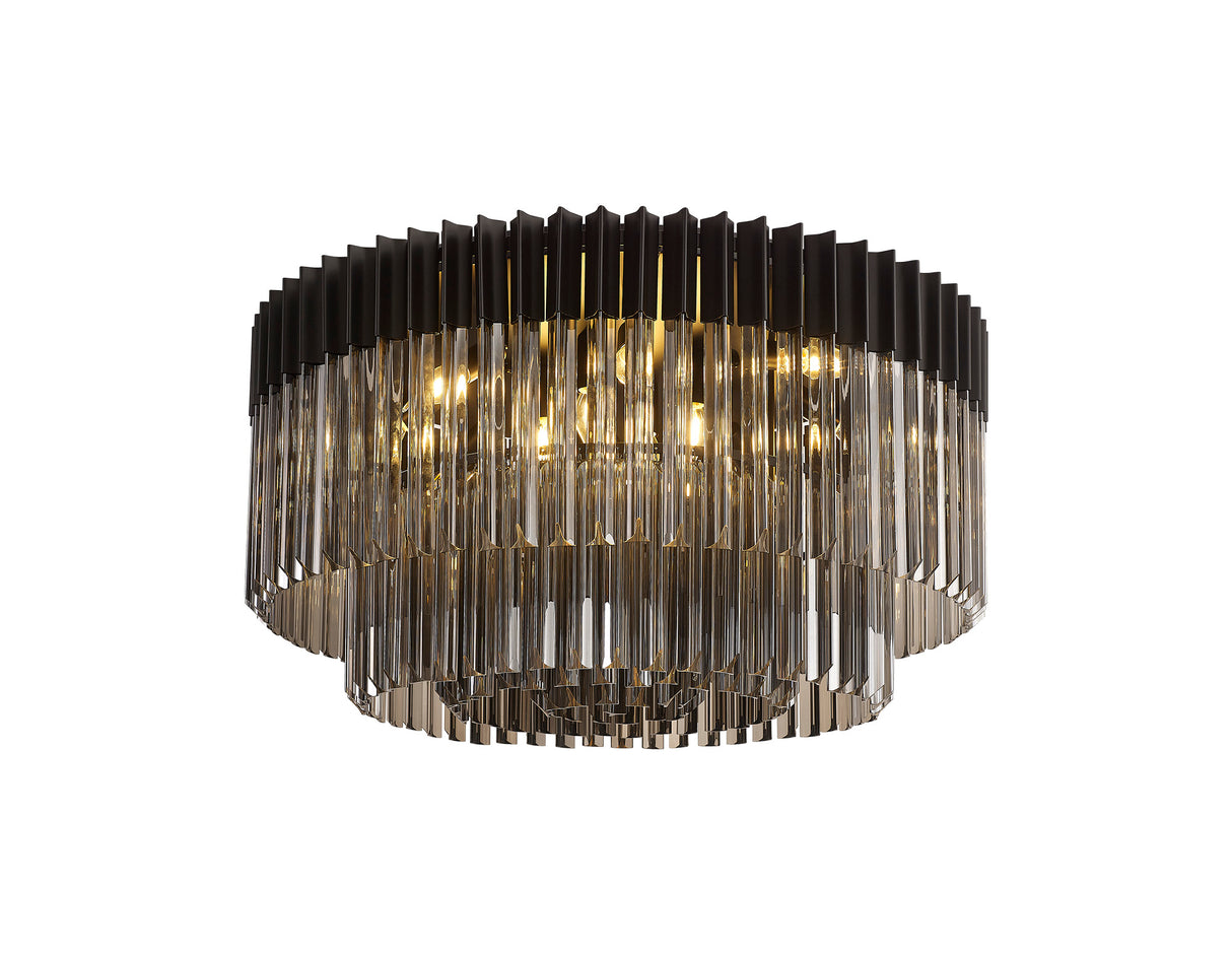 ADH8498 Adhil 12 Light Ceiling Light Matt Black/Smoked