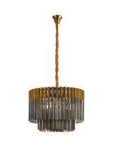 ADH8698 Adhil Round 8 Light Ceiling Pendant Brass/Smoked