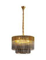 ADH8698 Adhil Round 8 Light Ceiling Pendant Brass/Smoked