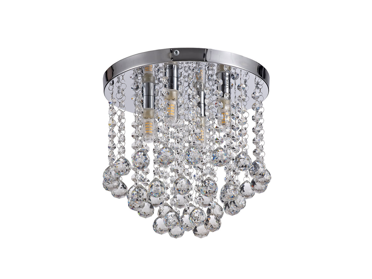 ADH7507 Adhird 4 Light Ceiling Light Polished Chrome Finish and Clear Crystal IP44