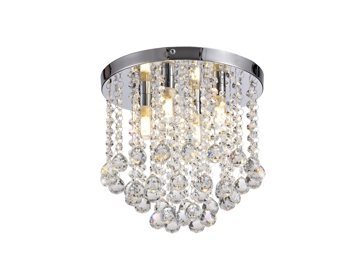 ADH7507 Adhird 4 Light Ceiling Light Polished Chrome Finish and Clear Crystal IP44