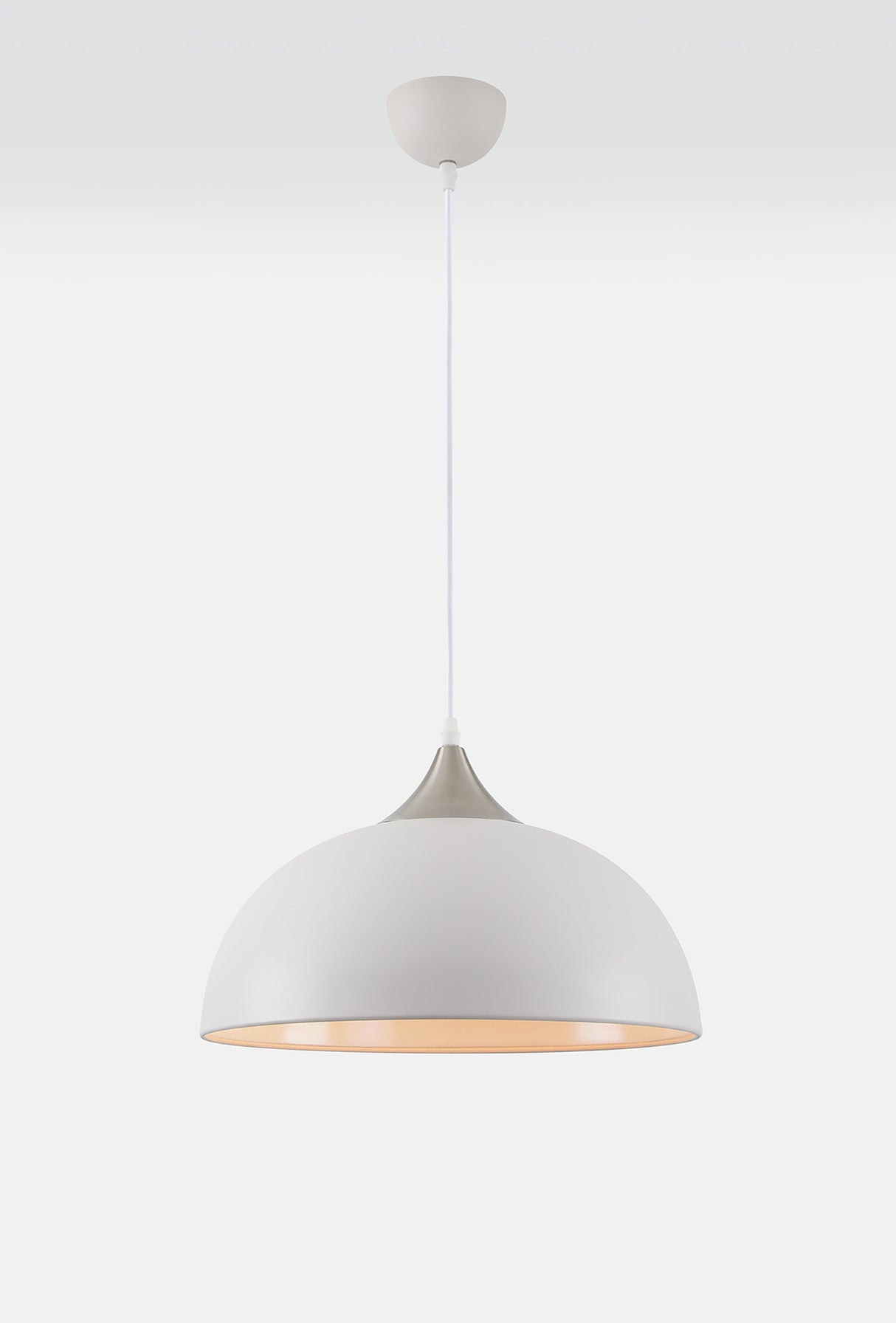 ALJ0107 Aljana 38cm Pendant 1 Light in a Sand White/Satin Nickel/White Finish