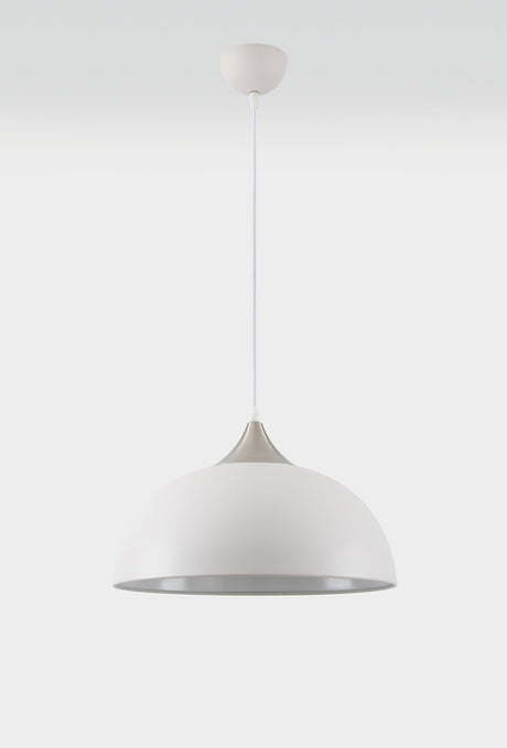 ALJ0107 Aljana 38cm Pendant 1 Light in a Sand White/Satin Nickel/White Finish