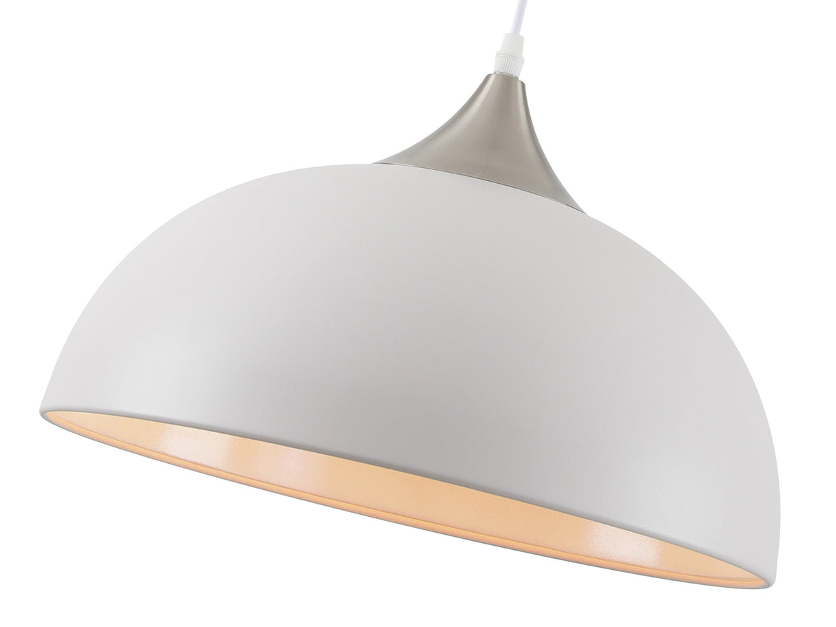 ALJ0107 Aljana 38cm Pendant 1 Light in a Sand White/Satin Nickel/White Finish