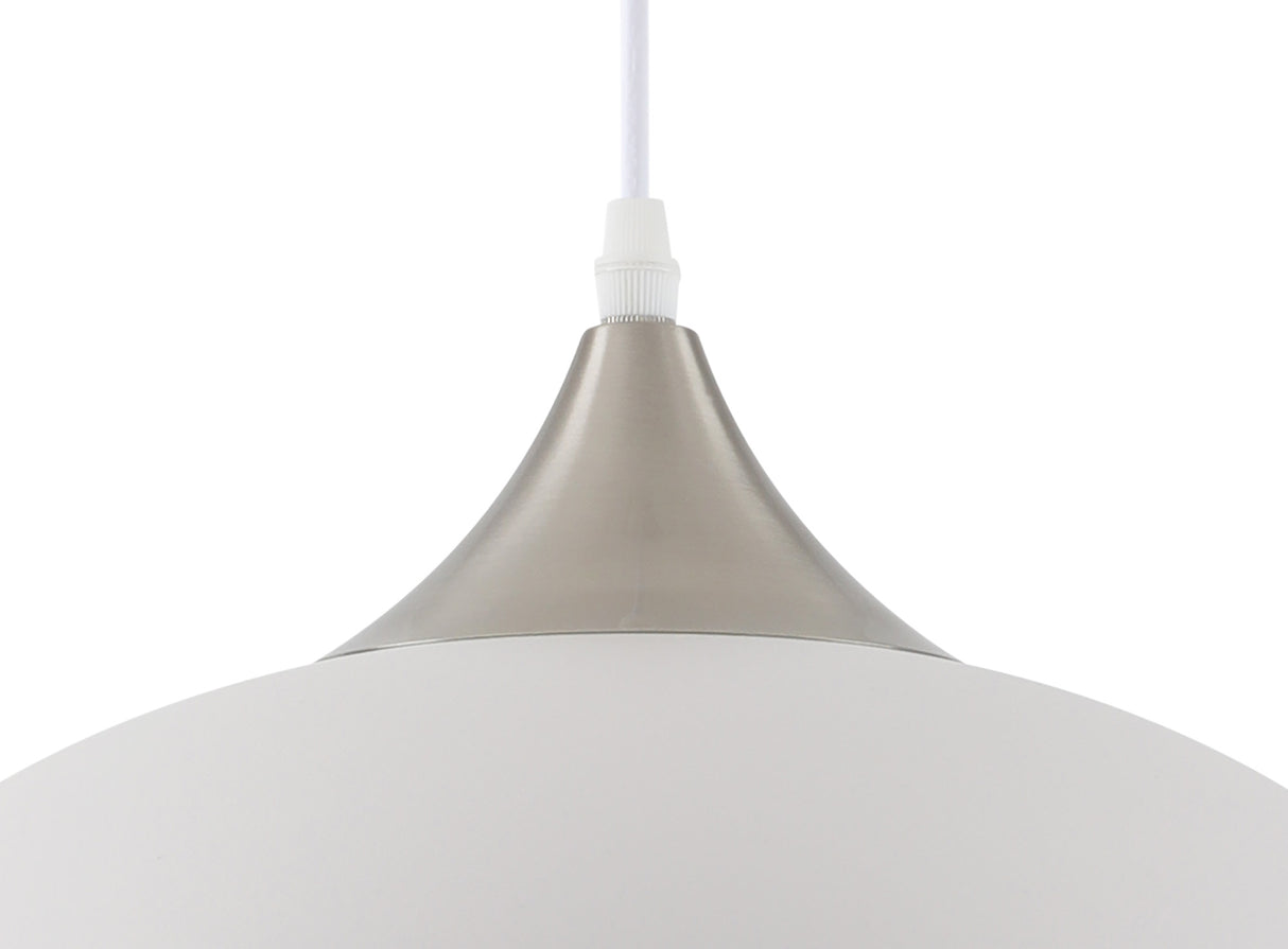 ALJ0107 Aljana 38cm Pendant 1 Light in a Sand White/Satin Nickel/White Finish