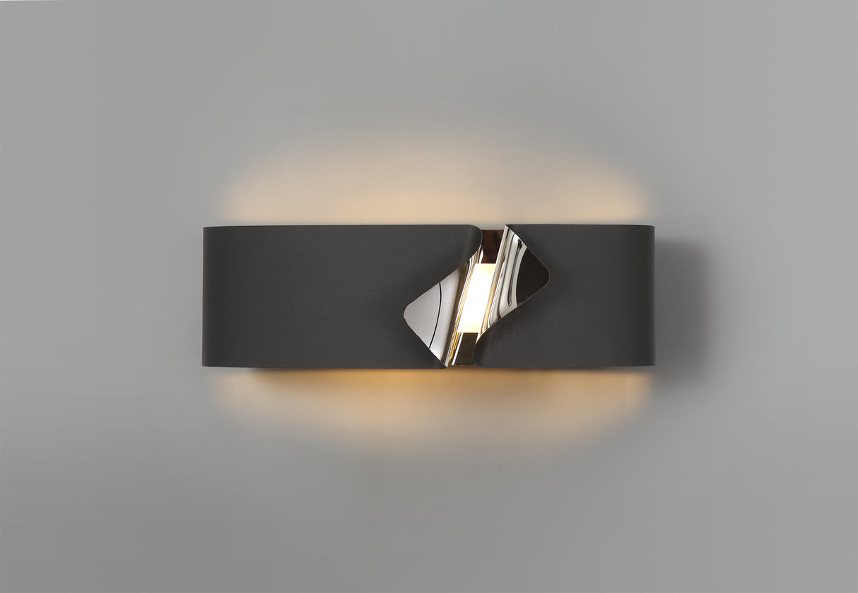 ALM9637 Almach Wall Lamp 10W LED in a Sand Anthracite/Chrome/Frosted Finish