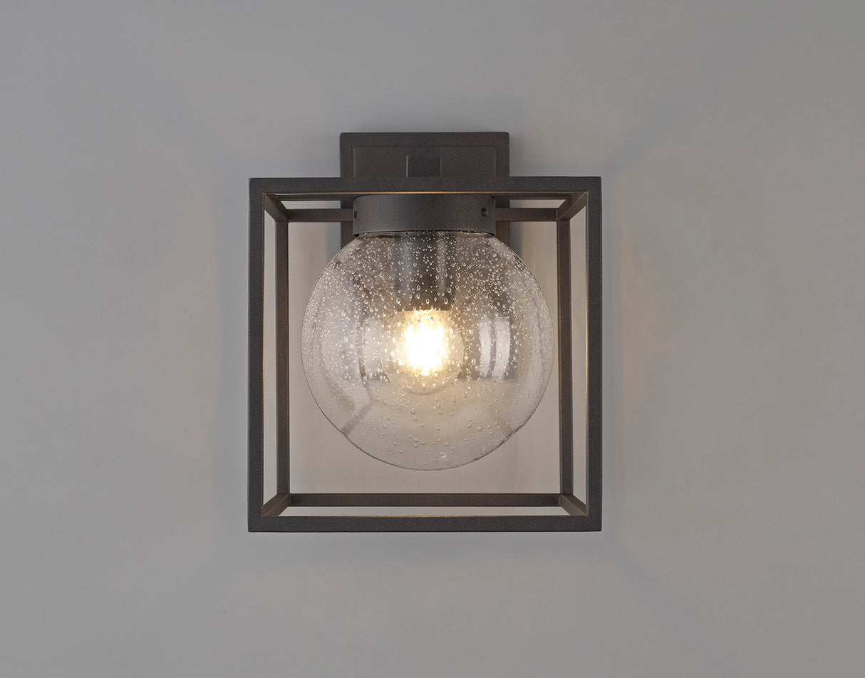 ANC1877 Ancha Wall Lamp 1 LIght IP54 Indoor/Outdoor Use in a Anthracite/Seeded Clear Finish